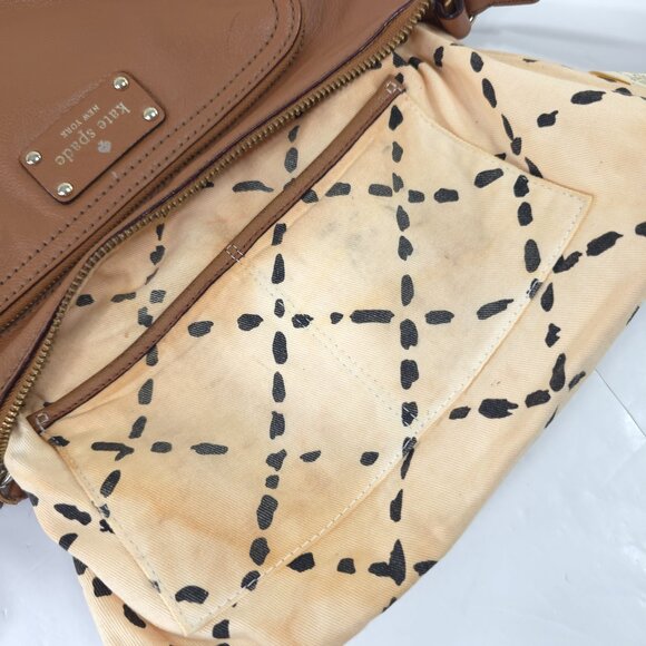 KATE SPADE NEW YORK TAN BROWN PEBBLED LEATHER SMALL CROSSBODY BAG ZIPPER ❗AS-IS❗ - Picture 10 of 16